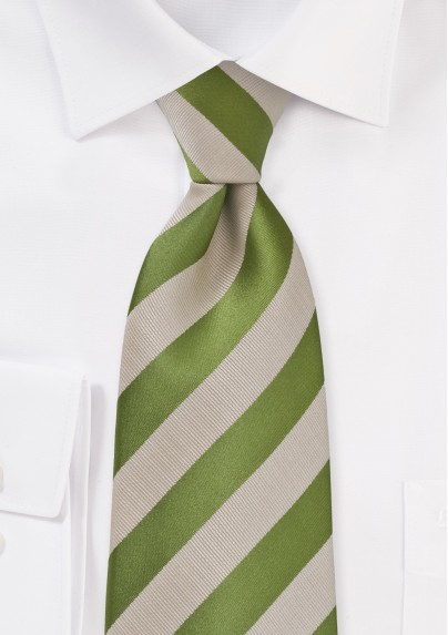 Kids Fern Green and Tan Striped Tie