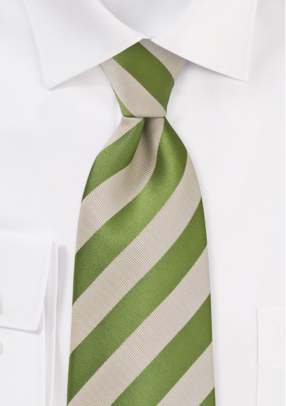 Fern Green and Tan Striped Tie