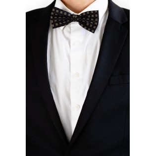 Black and Gold Geometric Print Bow Tie Styled