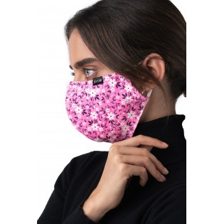 pink floral mask in cotton model female