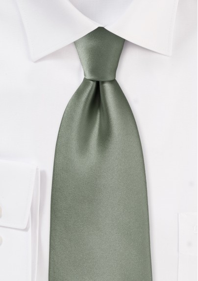 Solid Olive Hued Tie in XL Length