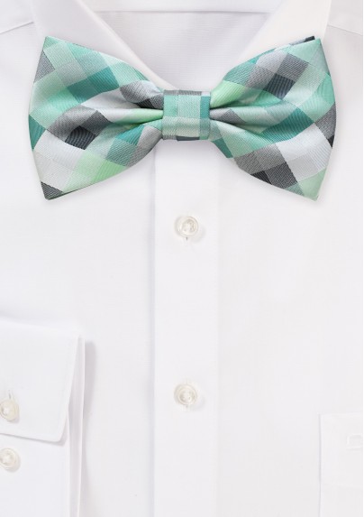 Patchwork Bow Tie in Mint and Silver