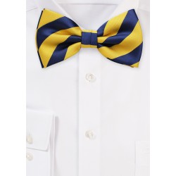 Navy and Yellow Striped Bow Tie
