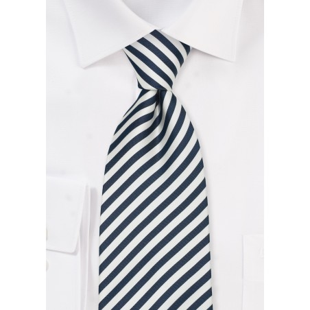 Narrow Striped Kids Tie in Navy and White