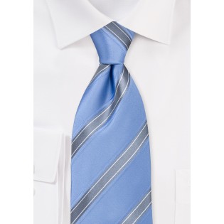Sky Blue and Silver Striped Tie