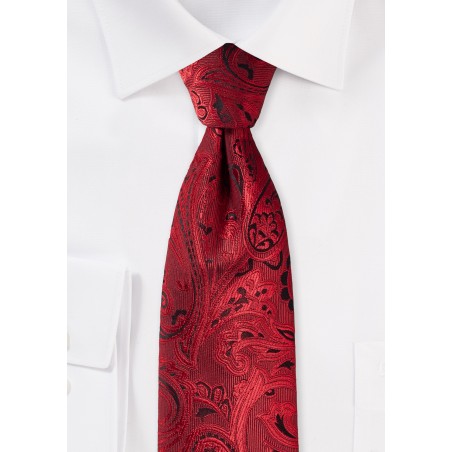 XL Paisley Tie in Ruby Red