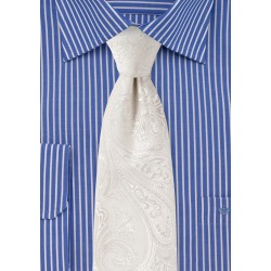 Elegant Woven Paisley Tie in Ivory