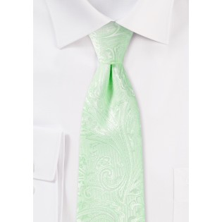 Seafoam Green Paisley Tie in XL