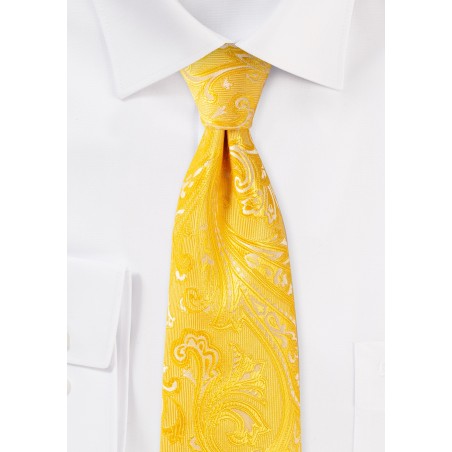 Canary Yellow Paisley Tie