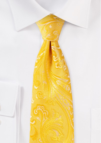 Kids Paisley Tie in Canary Yellow