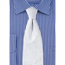 Bright White Paisley Tie in XXL