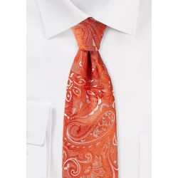 Extra Long Paisley Tie in Tiger Lilly