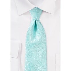 Robins Egg Blue Paisley Tie in XL
