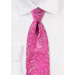 Dragonfruit Pink Paisley Tie