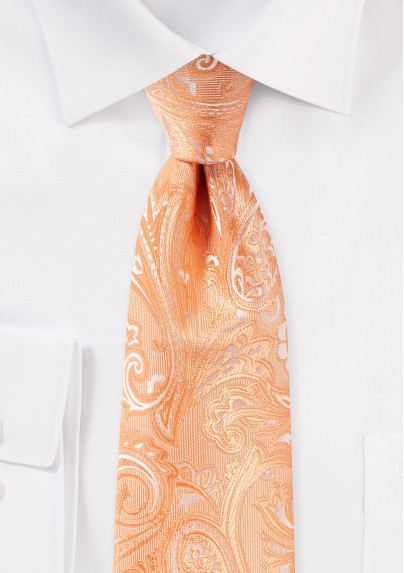 Peach Hued Wedding Paisley Tie