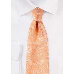 Peach Orange Paisley Tie in XXL