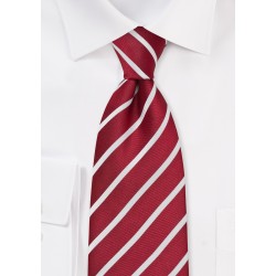 Classic Red and White Striped Tie
