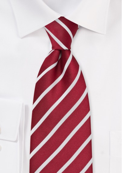 XL Classic Red and White Striped Tie