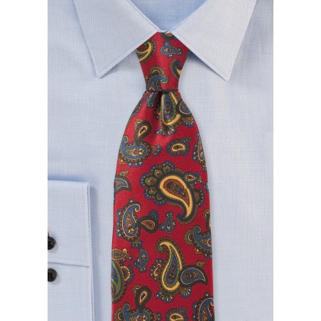 Elegant Paisley Tie in Imperial Red