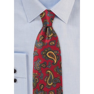 Elegant Paisley Tie in Imperial Red