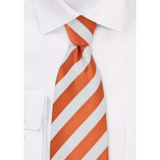 Kids Striped Tie in Tangerine and White