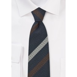 Trendy Skinny Tie in Navy, Gray, Brown