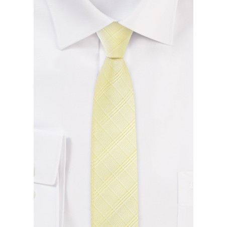 Skinny Plaid Tie in Banana Yellow