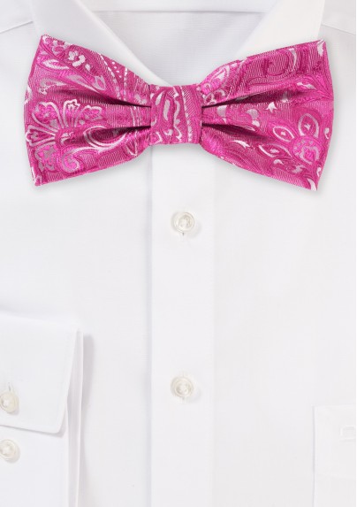 Dragonfruit Pink Paisley Bow Tie
