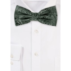 Moss Green Paisley Bow Tie
