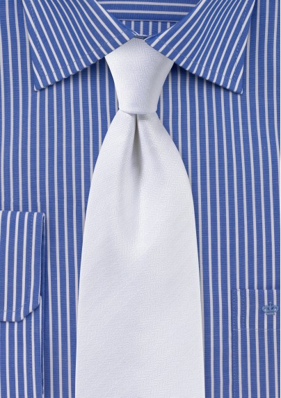 Herringbone Tie in White