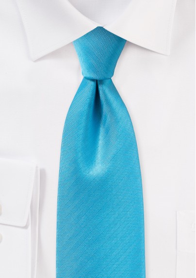 Cyan Blue Herringbone Textured Tie