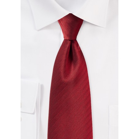 Herringbone Tie in Cherry Red