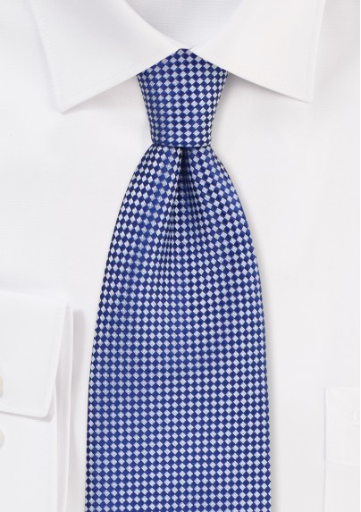 Royal Blue and Silver Micro Check Kids Tie