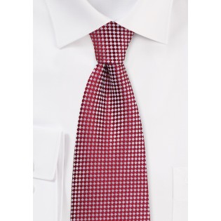 Red and Silver Micro-Plaid Tie