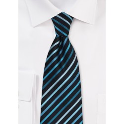 Teal Striped Extra Long Tie
