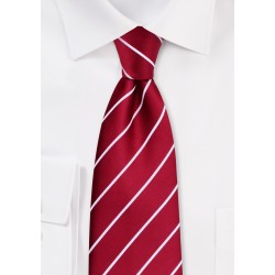 Striped Cherry Red Tie in XL Size