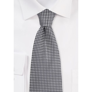 Extra Long Diamond Check Tie in Graphite
