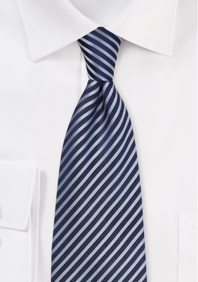 Dark Navy Tie with Textured Stripes