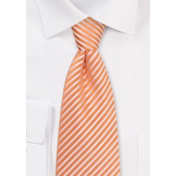 Tangerine Necktie - Tangerine Tie with Narrow Stripes