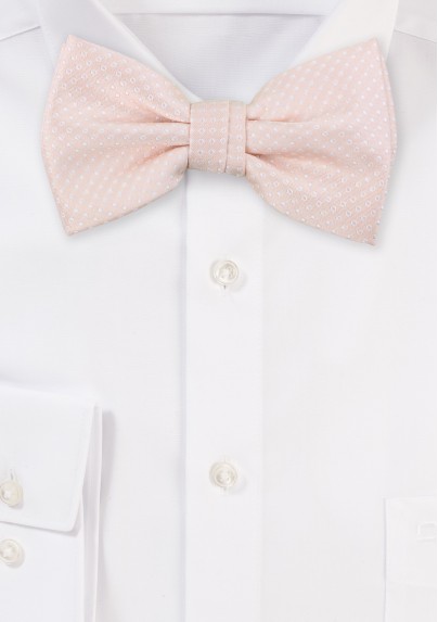Blush Pink Bow Tie with White Pin Dots