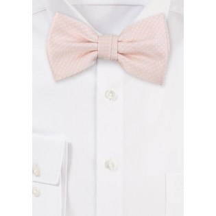 Blush Pink Bow Tie with White Pin Dots
