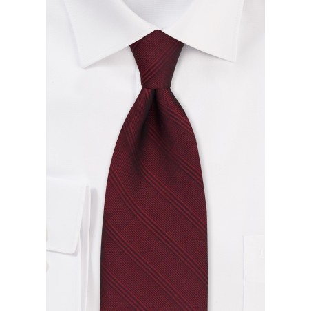 Plaid Necktie in Cordovan Red