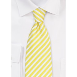 Bright Yellow and White Striped Tie