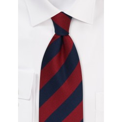 Extra Long Regimental Tie in Red and Navy