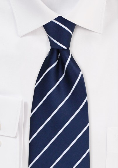 XL Marine Blue Striped Tie