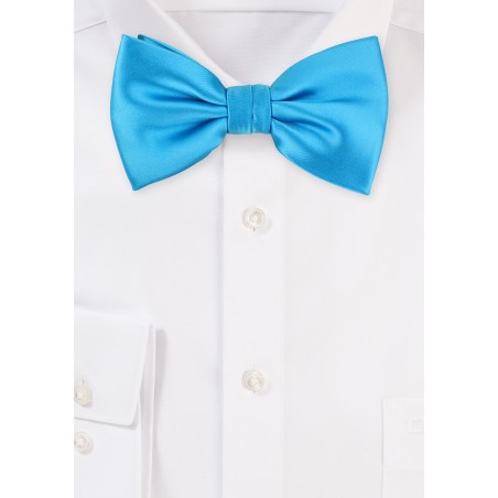 Solid Cyan Blue Men's Bow Tie