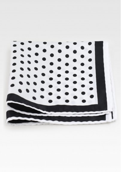 White Pocket Square with Black Dots