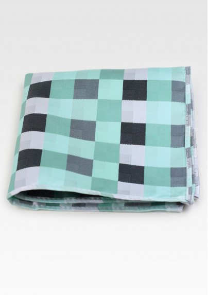 Patchwork Pocket Square Mints and Silvers