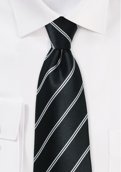 Onyx Double Striped Necktie in Silk
