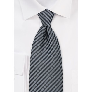 Gray and Charcoal Striped Tie